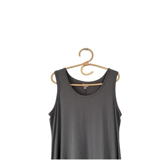 J Jill Pima Cotton Scoop Neck Tank Dress in Grey Lagenlook Swing Minimalist NWOT - Picture 4 of 11